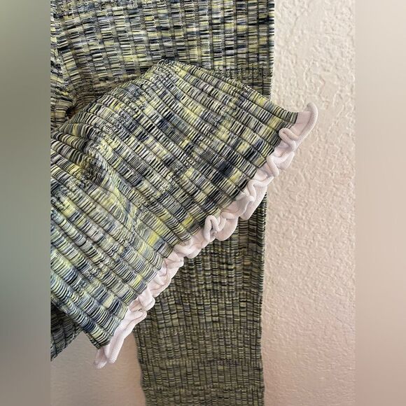 Jonathan Simkhai Wide leg Knit Pants Basil Space Dye with ruffles  NWT. Large - Picture 10 of 12